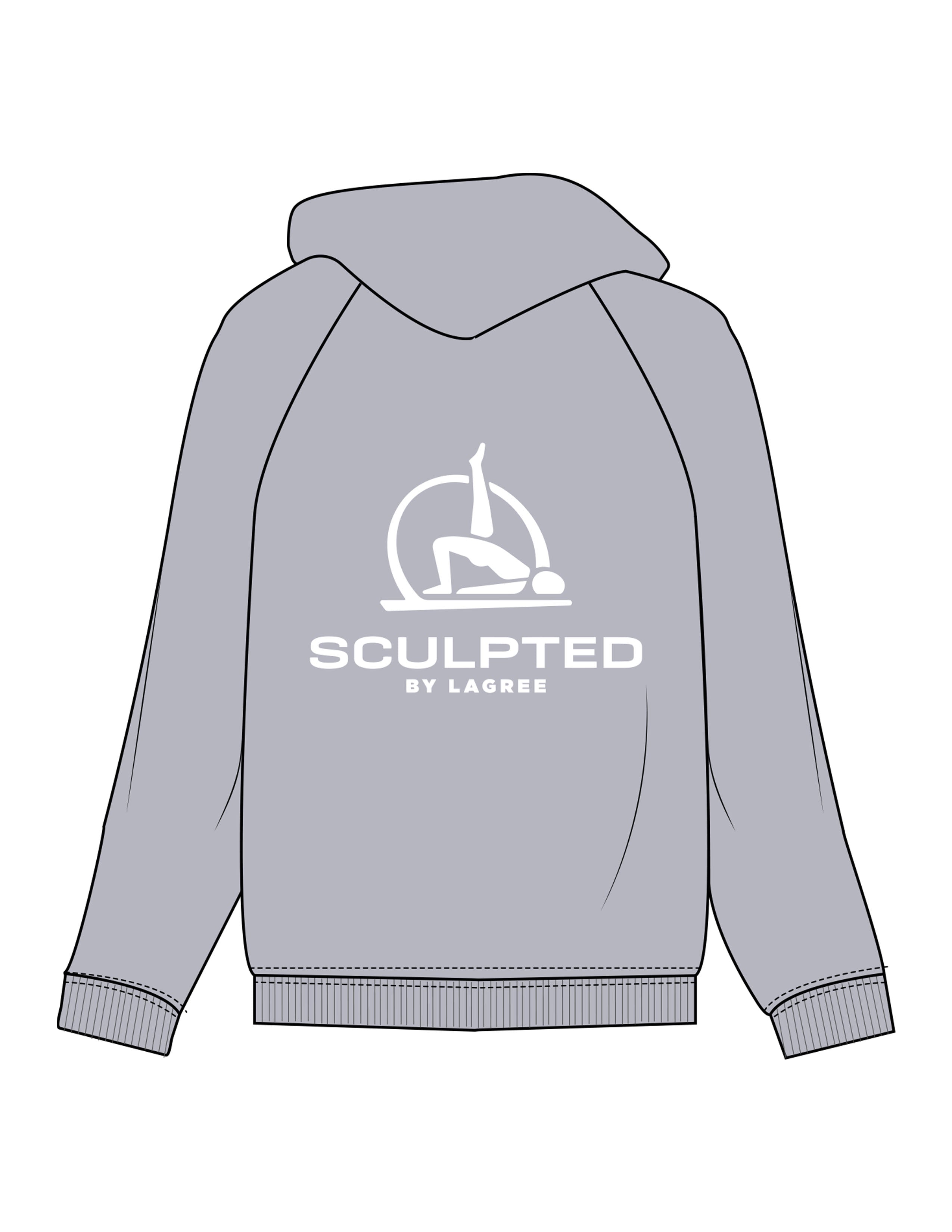 The Recycled Unisex Zip Hoodie - Heather - Sculpted By Lagree - Back Stacked - Printed - White