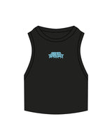 The Ribbed Crop Tank - Black - Higher Ground - Center Chest Logo - Embroidered - Light Blue