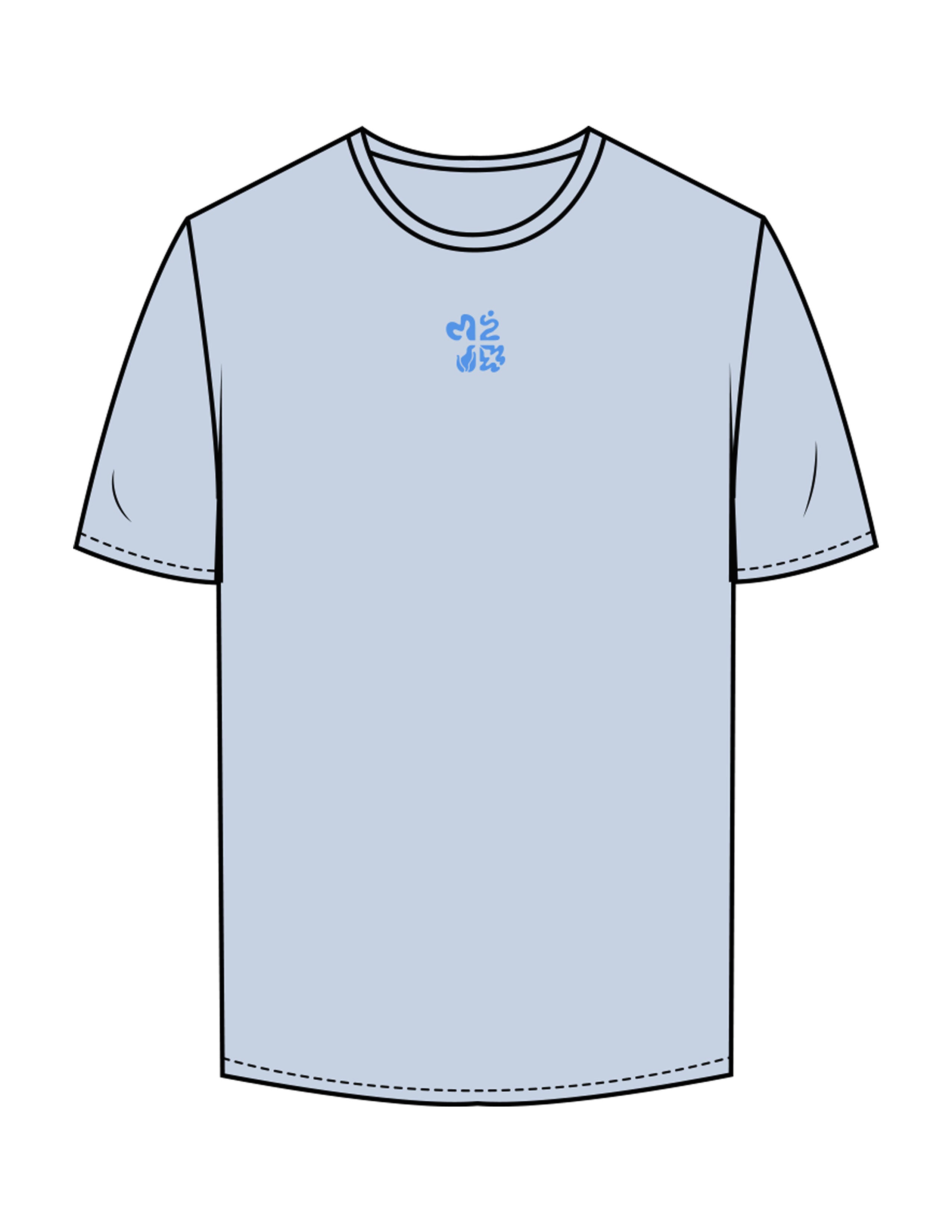 The Mens Tee - Powder - Plum Creek Church - Center Chest Stacked & Back Stacked - Printed - Full Color