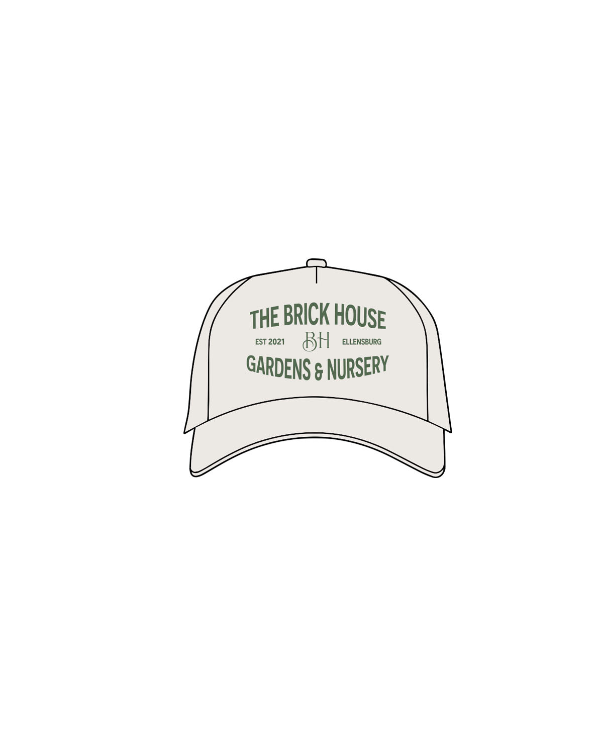 The Canvas Cap - Bone - Brick House - Center Crown Stacked & Left Panel - Printed - Green