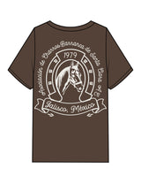 The Mens Heavyweight Tee - Washed Walnut - VCC - Left Chest Stacked & Back Image - Printed - Off White