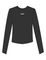 The Micro Rib Crop Long Sleeve - Black - Lagree House - Center Chest - Embroidered - White