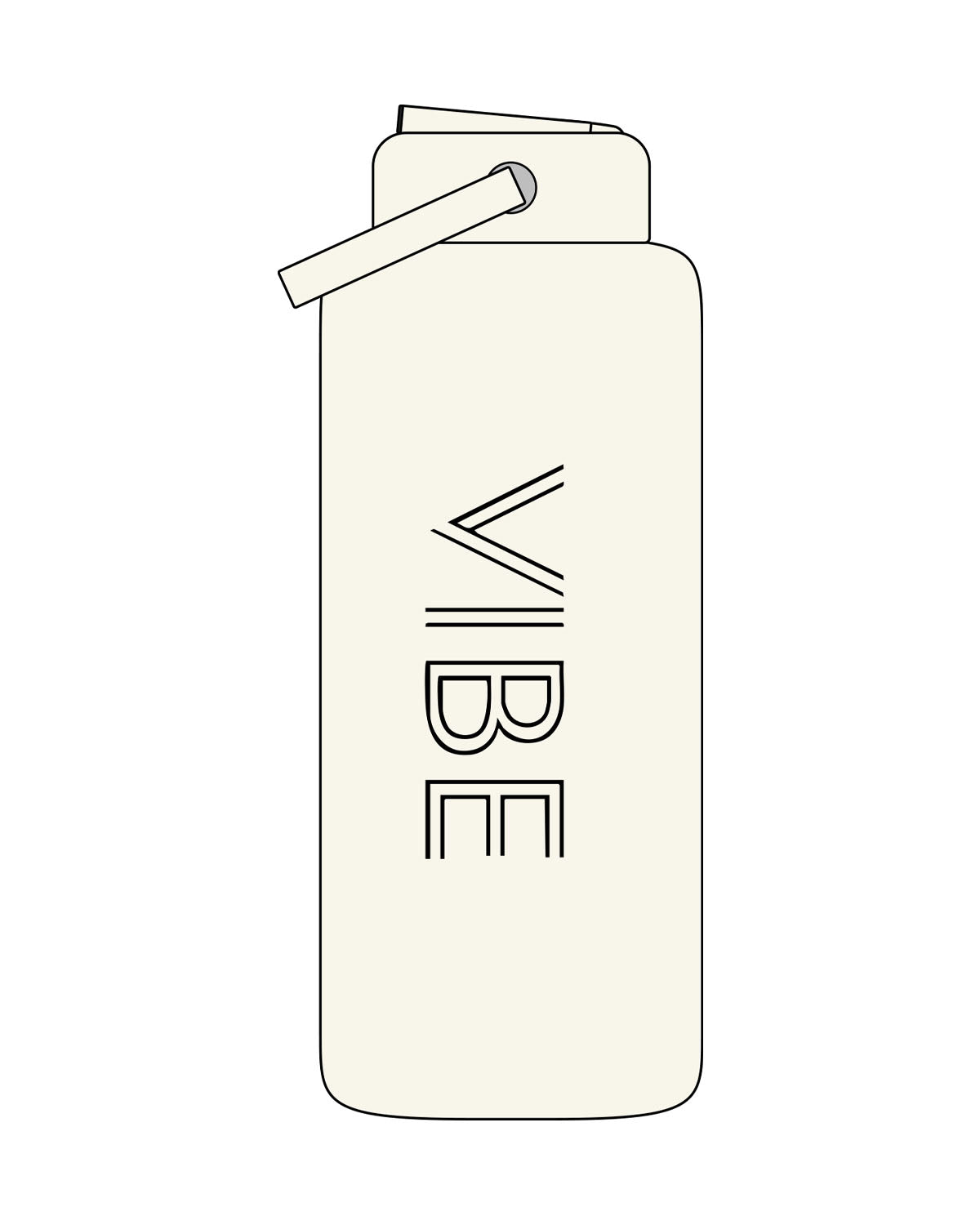 The Wide Mouth Water Bottle - Off White - Vibe Hot Yoga & Pilates - Center - Black