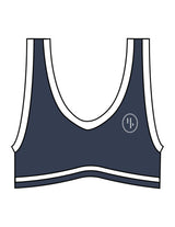 The Piped Bra - Navy - Honor Pilates - Left Chest - Printed - White