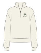 The Womens 1/4 Zip - Off White - Pose Pilates - Left Chest - Embroidered - Green