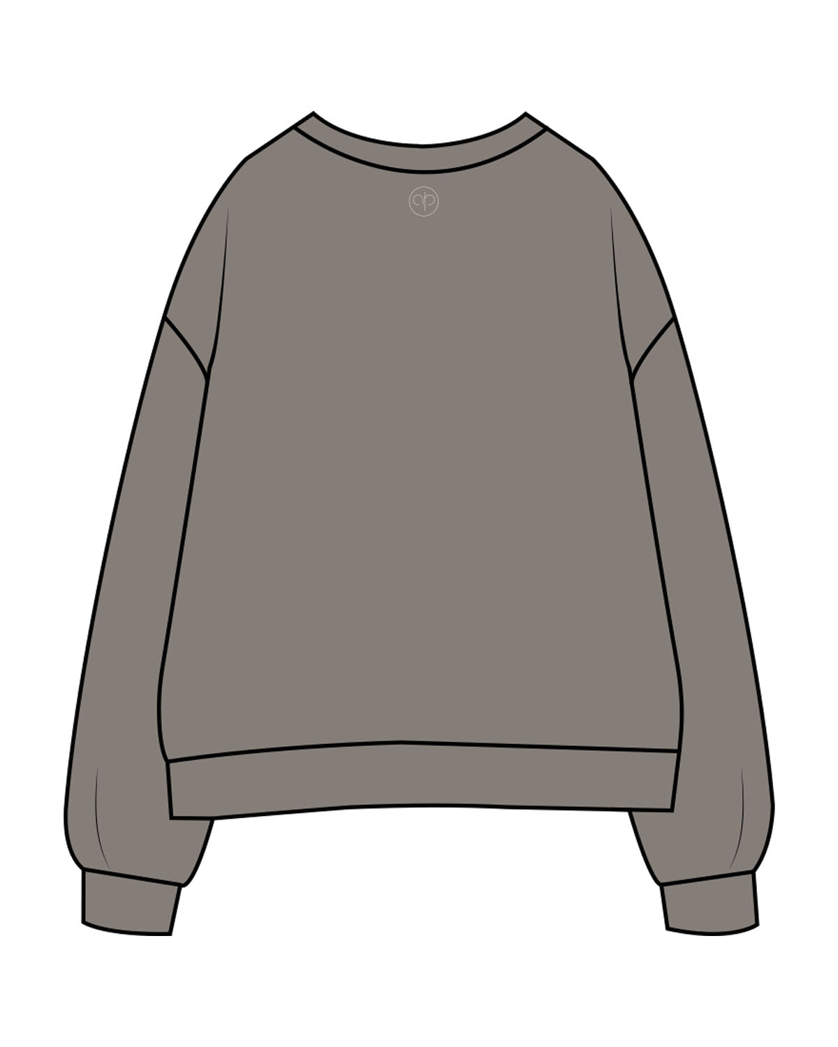 The Womens Crewneck - Washed Gray - Aligned Pilates - Center Chest Arch & Back Center Neckline - Printed - Off White