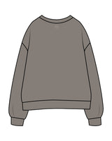 The Womens Crewneck - Washed Gray - Aligned Pilates - Center Chest Arch & Back Center Neckline - Printed - Off White