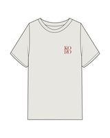 The Mens Heavyweight Tee - Washed Bone - Komo Studio - Left Chest Stacked & Back Stacked - Printed - Red