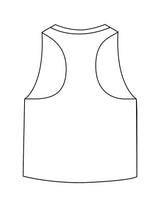 The Crop Muscle Racerback - White - Soul Yoga - Center Chest Stacked - Printed - Light Gray