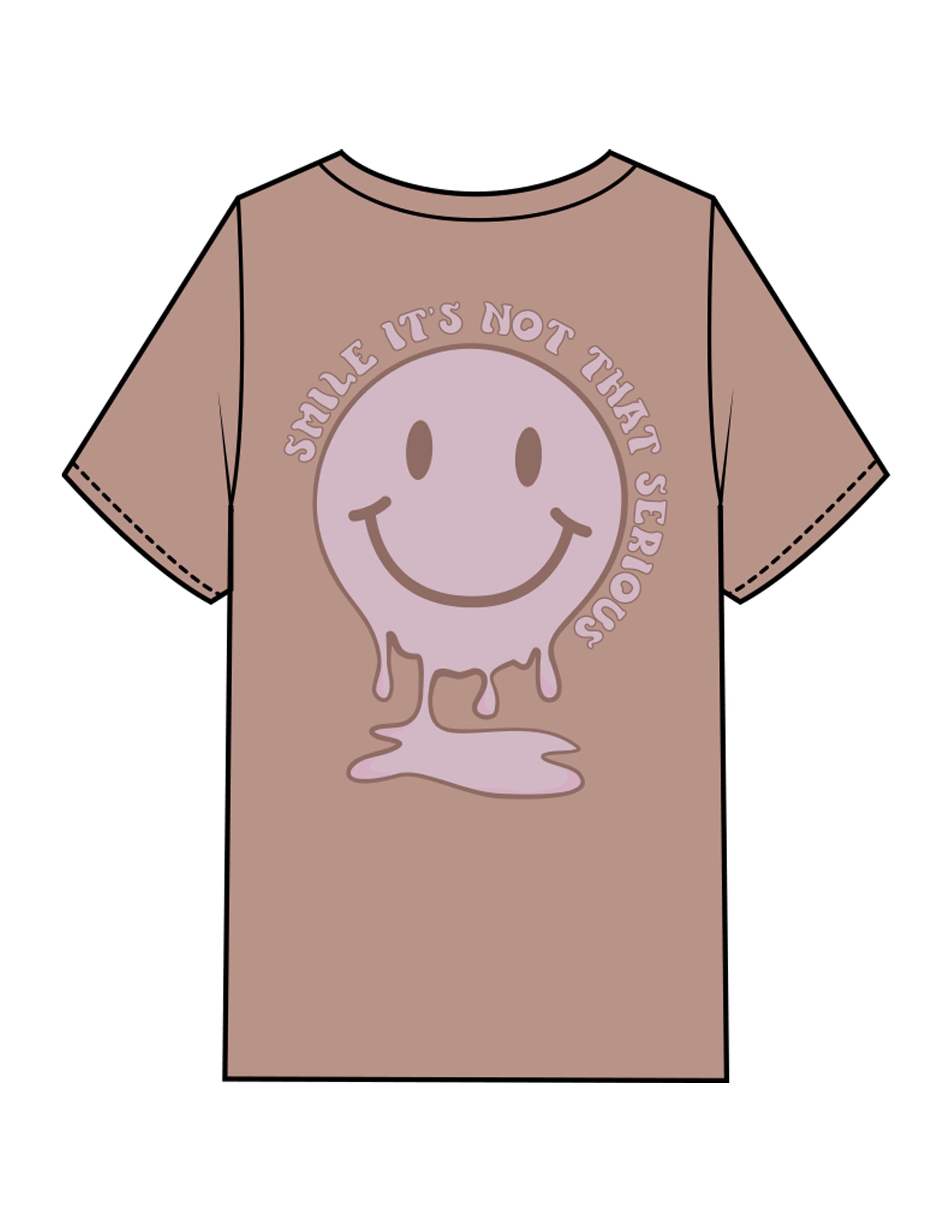 The Mens Heavyweight Tee - Washed Pink - Try Smile Collective - Left Chest & Back Smiley - Printed - Full Color