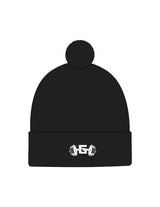The Pom Pom Beanie - Black - Gladden Gains - Center Brim - Printed - White