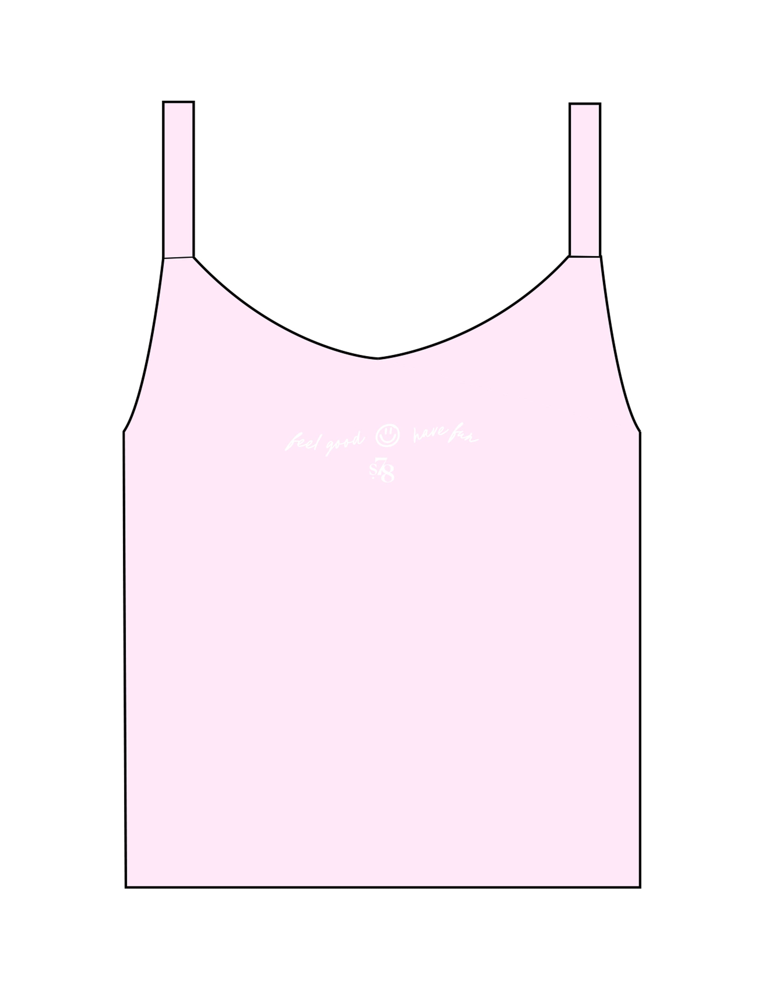 The Micro Rib Strappy Crop Tank - Pink - Studio 78 - Center Chest - Printed - White
