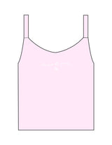 The Micro Rib Strappy Crop Tank - Pink - Studio 78 - Center Chest - Printed - White