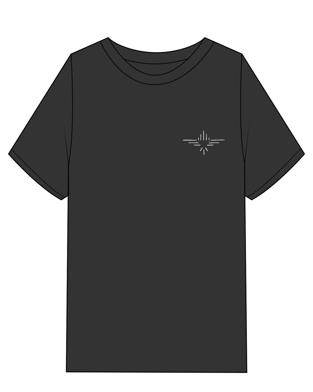 The Mens Heavyweight Tee - Washed Black - FadeFarm - Left Chest & Back Round - Printed - Full Color