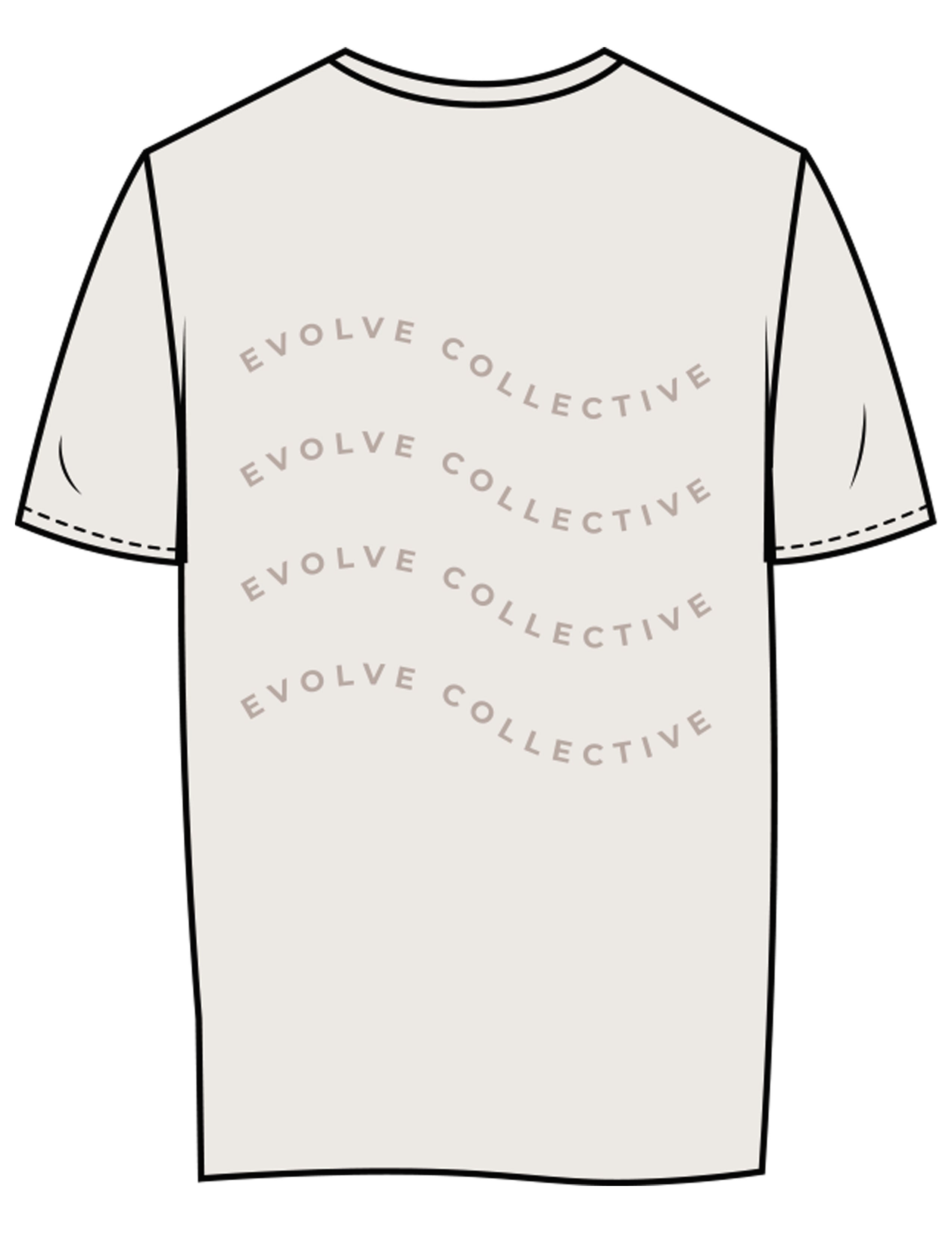 The Womens Tee - Bone - Evolve Collective - Left Chest & Back Stacked Wavy - Printed - Tone on Tone