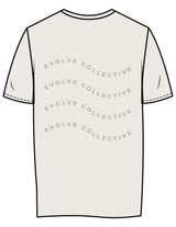 The Womens Tee - Bone - Evolve Collective - Left Chest & Back Stacked Wavy - Printed - Tone on Tone