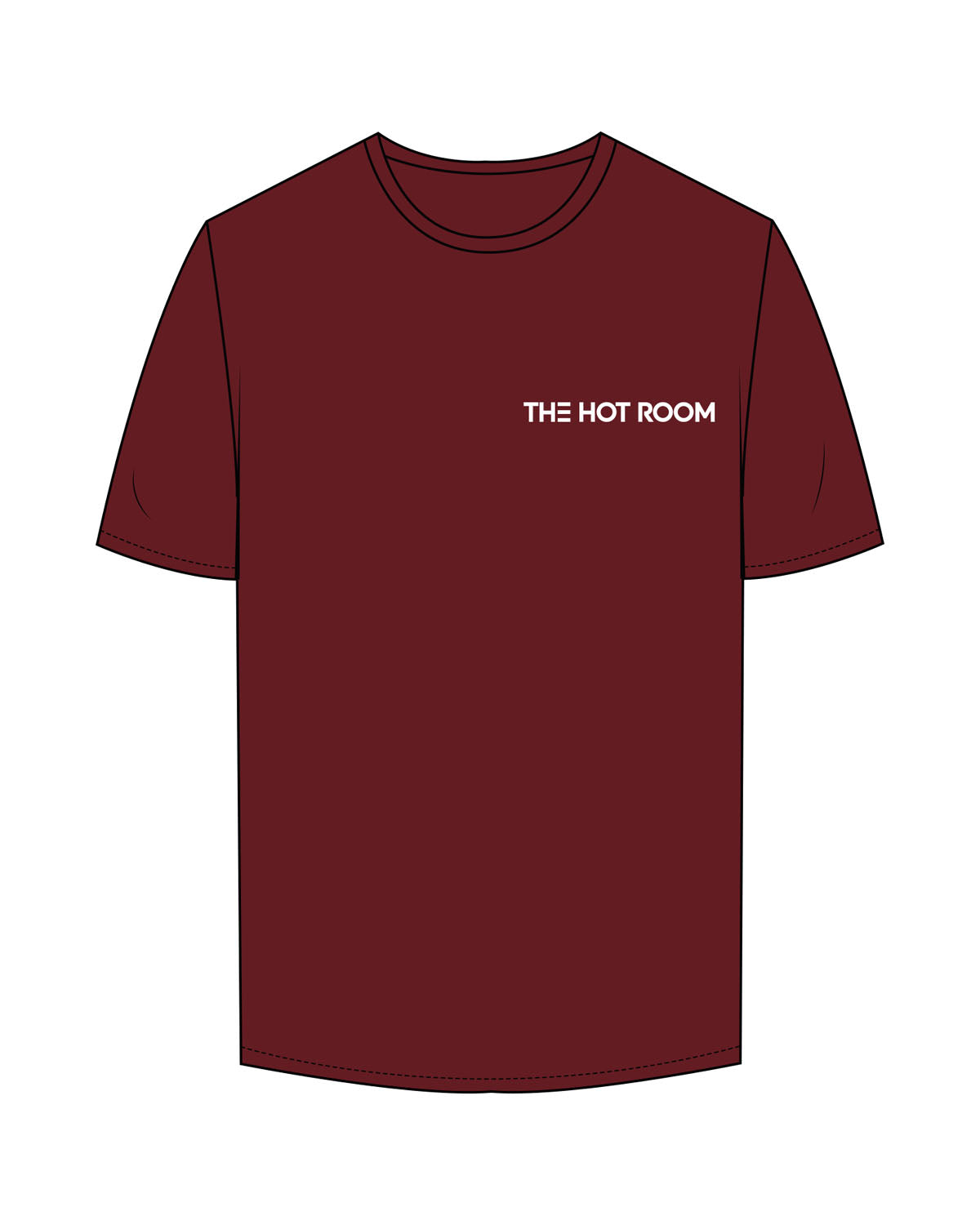 The Mens Tee - Maroon - The Hot Room - Right Chest - Printed - White