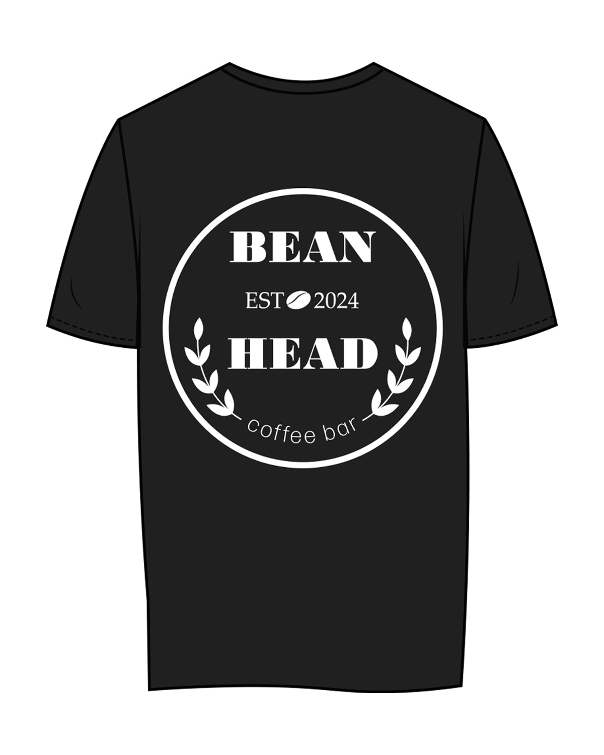 The Womens Tee - Black -  Bean Head - Left Chest & Center Back - White
