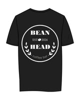 The Womens Tee - Black -  Bean Head - Left Chest & Center Back - White