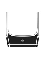 The Piped Scoop Sports Bra - Black - Bodicore - Center Chest & Center Back - Printed - White