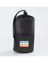 The Gym Towel - Black - Uprise Hot Yoga - Front Stacked - Embroidered - Black/White - The Gym Towel Bag - Black - Center Body Stacked - Printed - Full Color