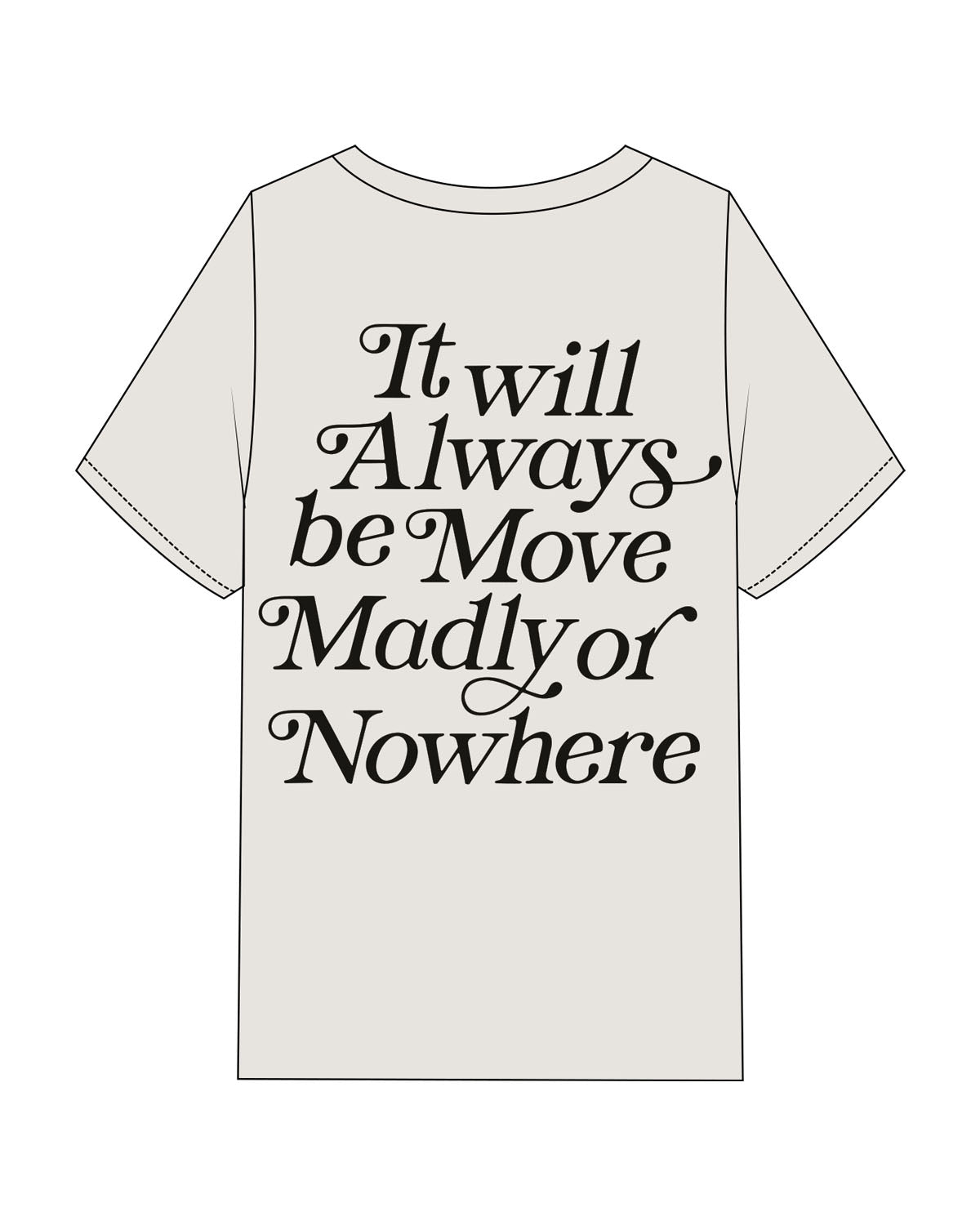 The Womens Heavyweight Tee - Washed Bone - Move Madly - Left Chest & Center Chest - Printed - Black