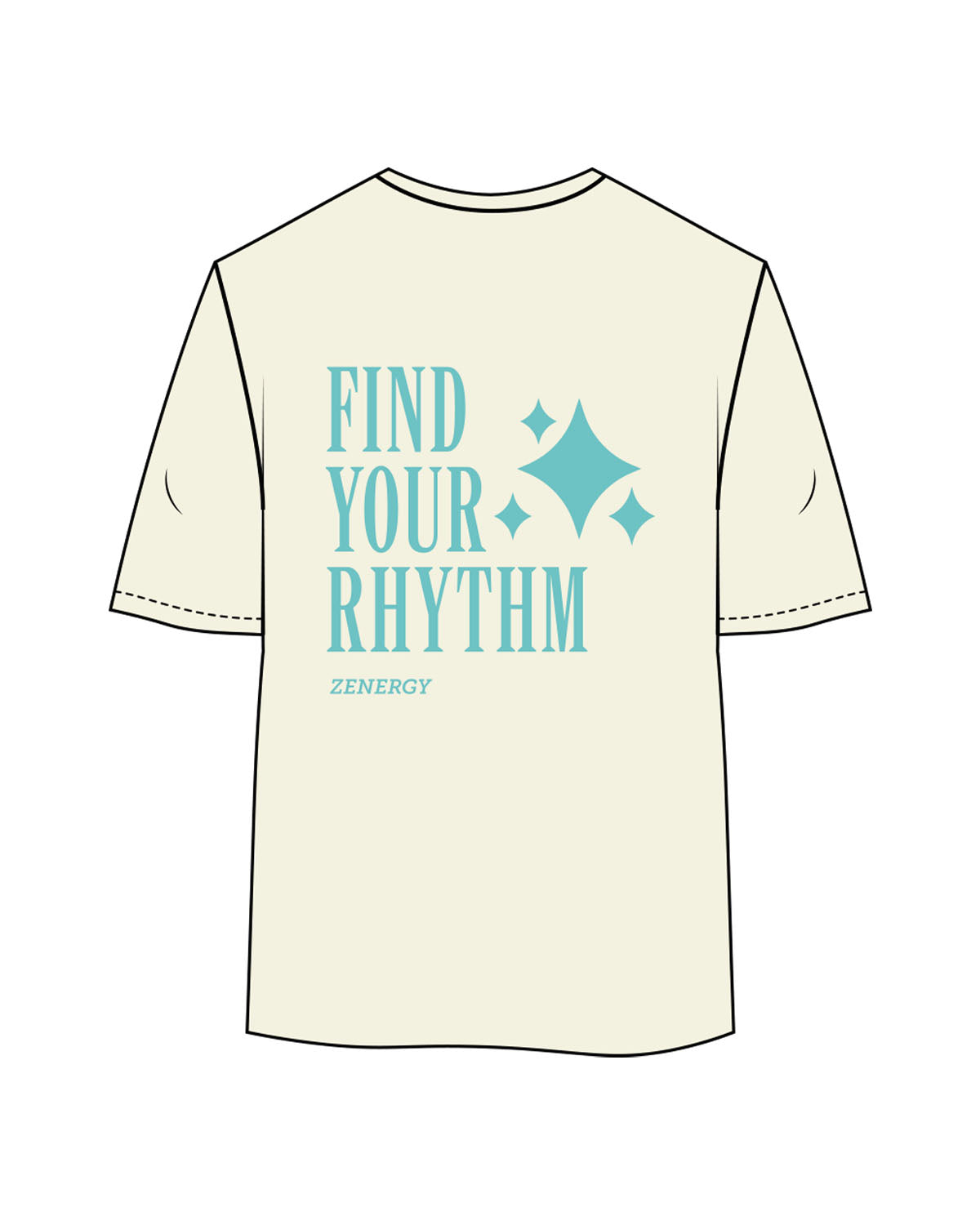 The Womens Oversized Tee - Butter - ZENERGY CYCLING - Left Chest Round & Back Stacked - Printed - Teal