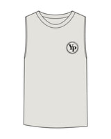 The Womens Heavyweight Tank - Washed Bone - YP - Left Chest & Back Center Stacked - Black