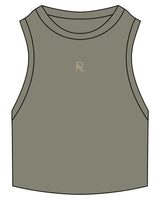 The Ribbed Crop Tank - Eucalyptus - Reform Athletica - Center Chest - Embroidered - Full Color