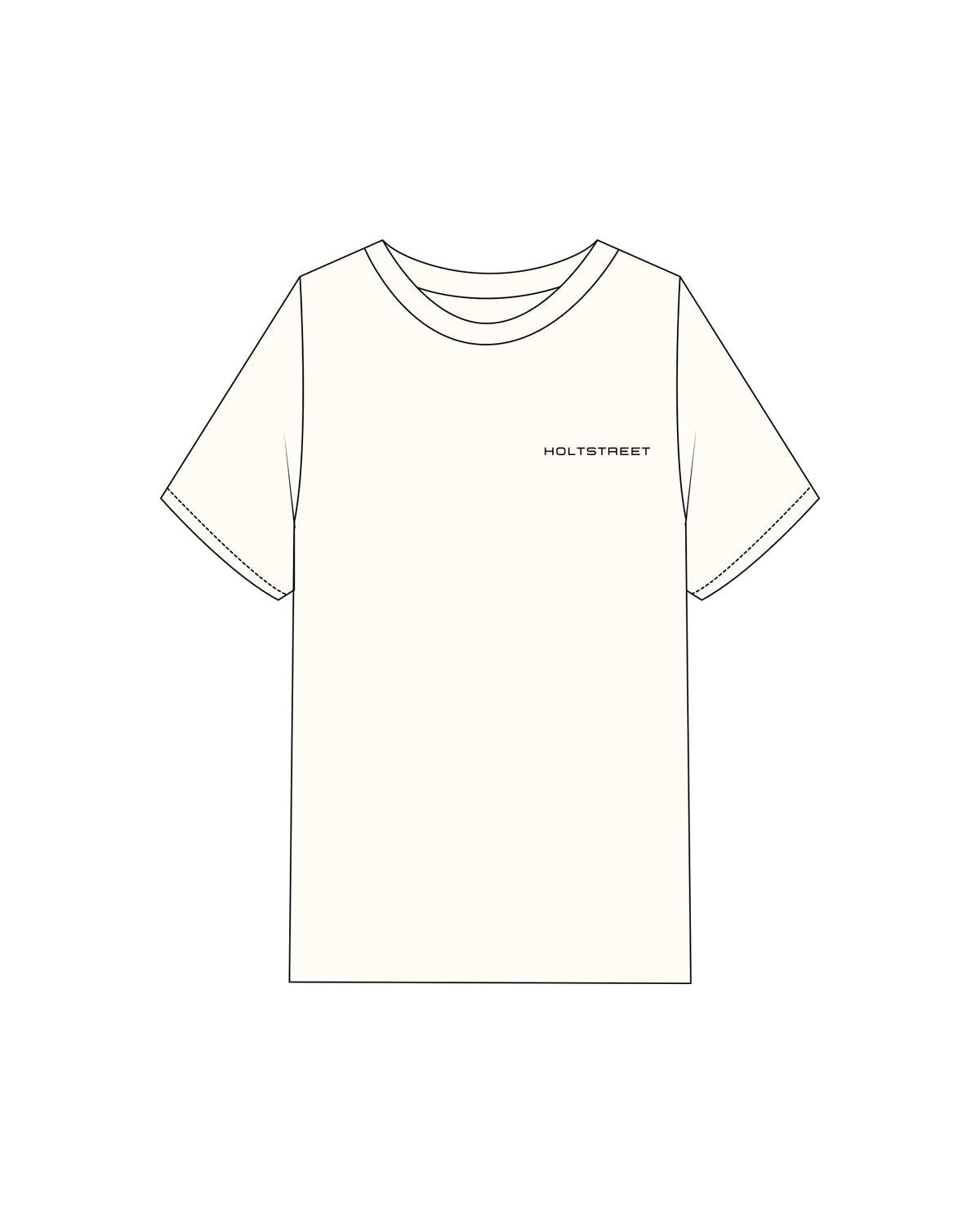 The Mens Heavyweight Tee - Off White - Holt Street - Left Chest - Printed - Black