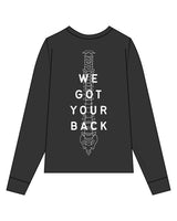 The Mens Heavyweight Long Sleeve - Washed Black - PHS - Left Chest - Full Back - Printed - White
