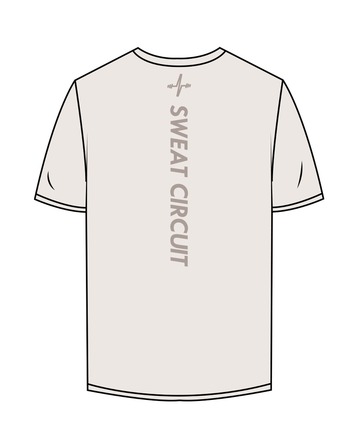 The Mens Tee - Bone - Sweat Circuit - Left Chest - Back Vertical - Printed - Tone on Tone