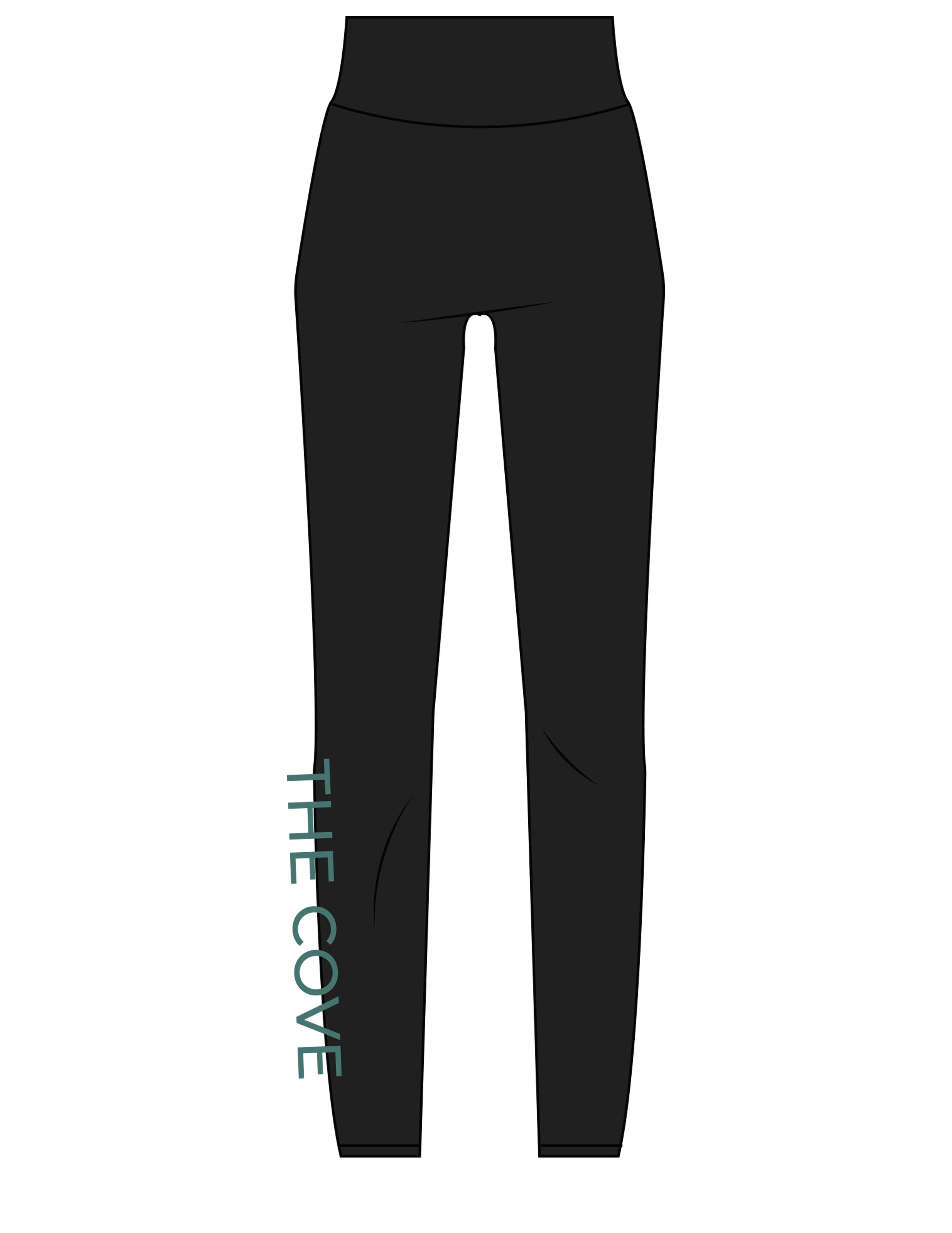 The Basic Legging - Black - The Cove - Right Bottom Leg - Back Waistline -  Printed - Full Color