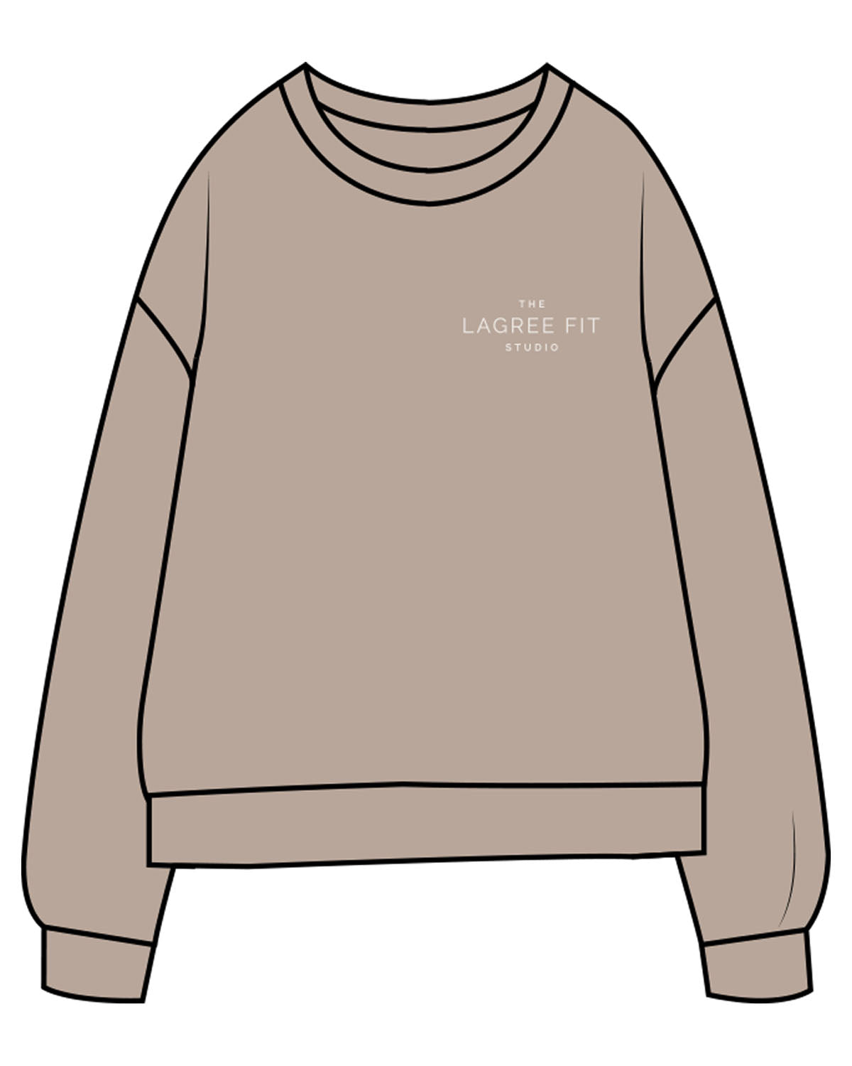 The Midweight Unisex Crewneck - Washed Cement - Lagree Fit Studio - Left Chest & Back Stacked - Printed - Bone