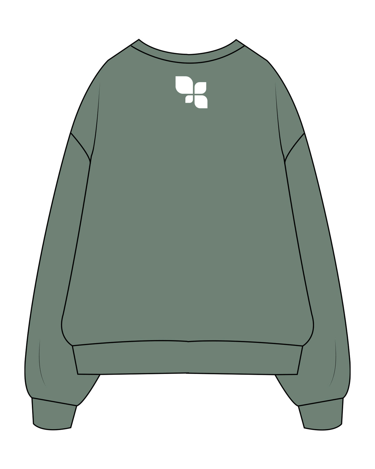 The Midweight Unisex Crewneck - Washed Alpine - Fit 4 Mom Carlsbad Encinitas - Right Arm & Back Center Neckline - White