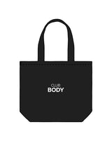 The Zipper Tote Bag - Black - Club Body - Center Stacked - Printed - White