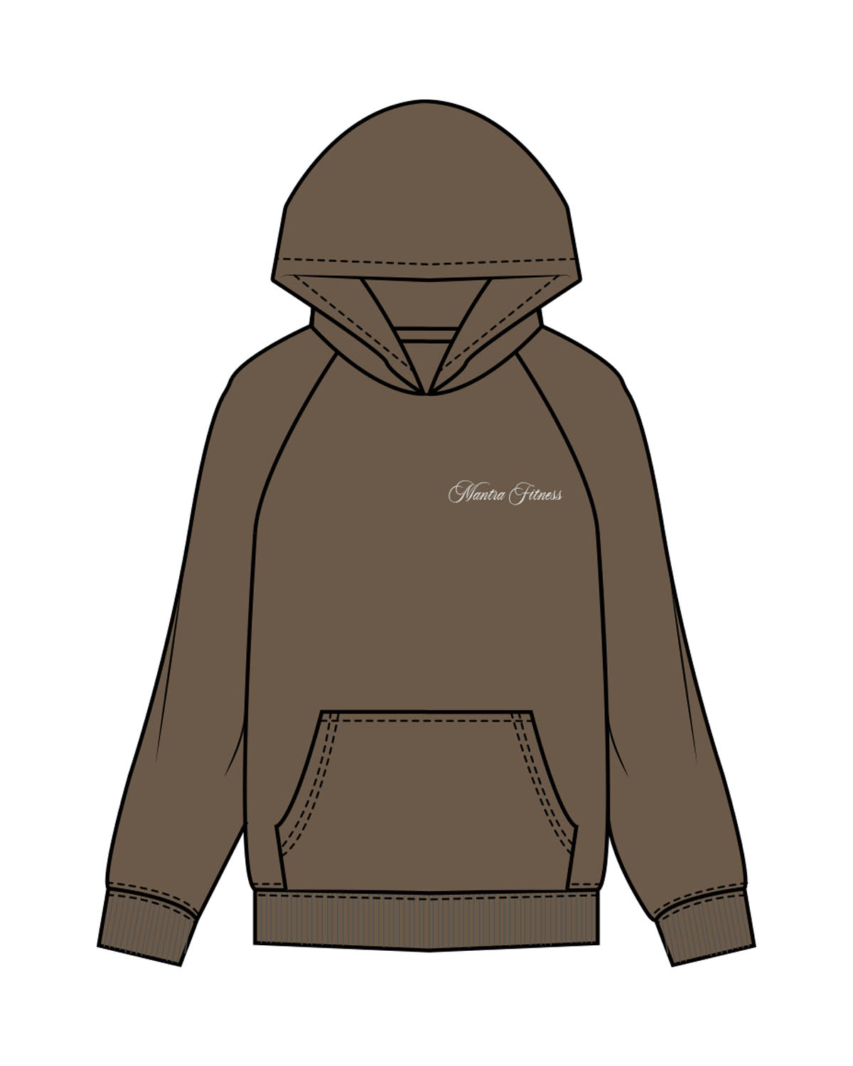 The Mens Hoodie - Walnut - Mantra - Left Chest & Back Stacked - Printed - Washed Sage