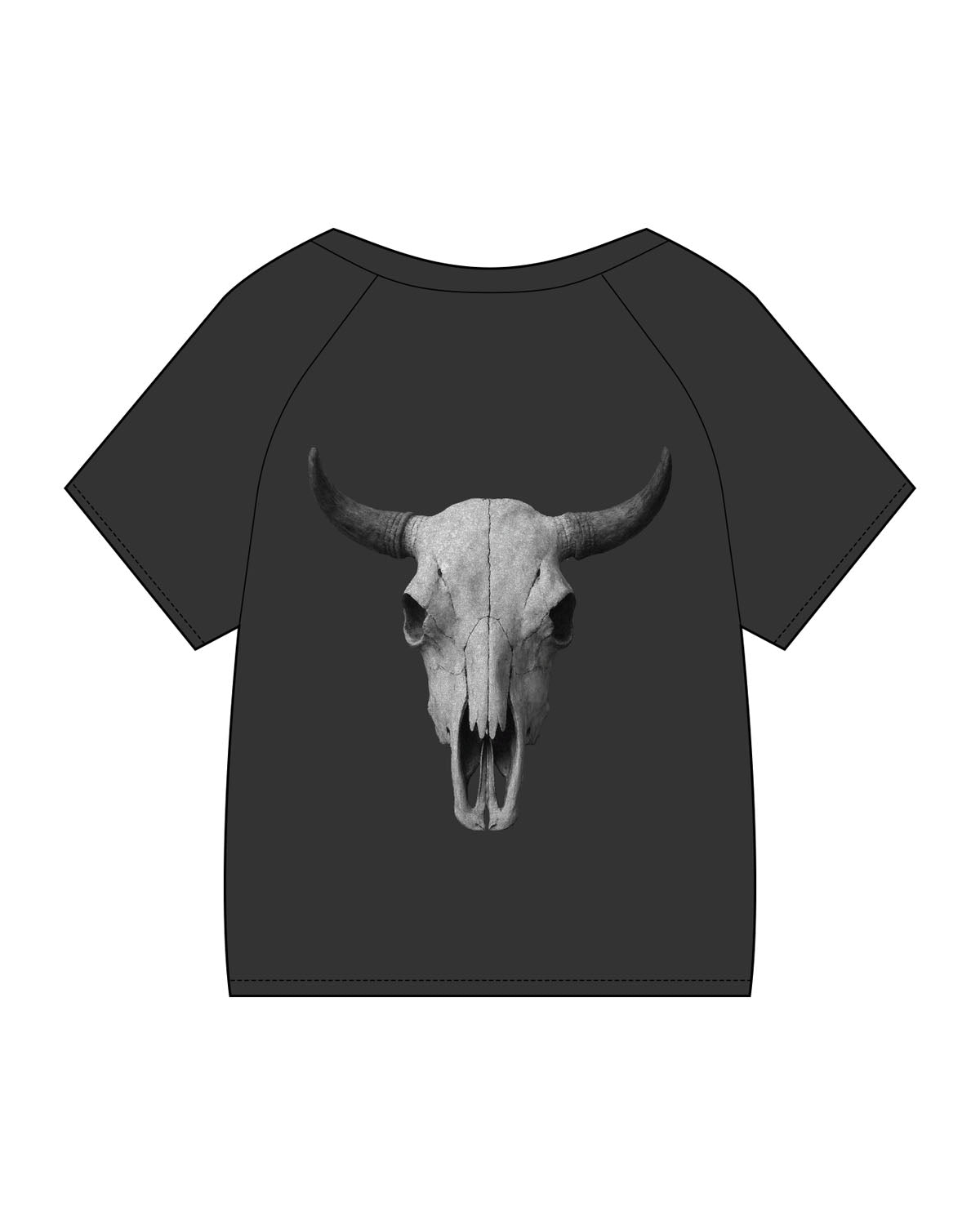 The Kids Heavyweight Tee - Washed Black - FadeFarm - Left Sleeve Stacked & Back Skull - Printed - Full Color
