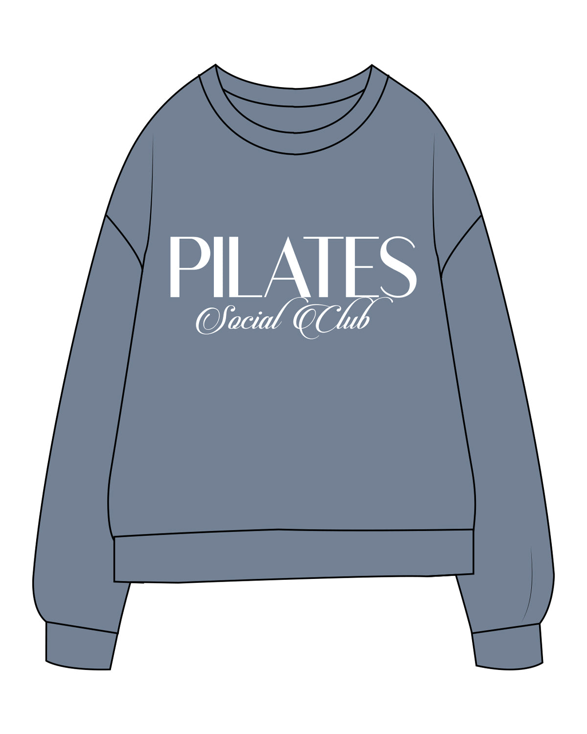 The Midweight Unisex Crewneck - Washed Slate - Coastal Movement - Chest Stacked - White Printed