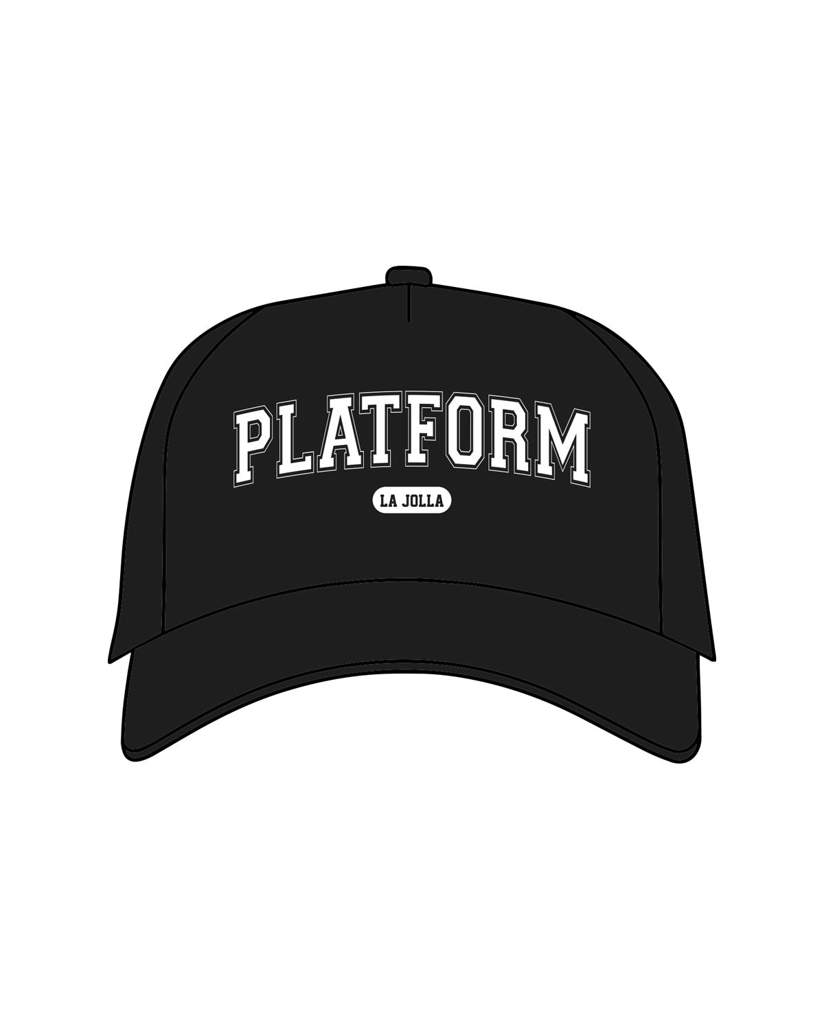 The Foam Trucker - Black - Platform - Center Crown - La Jolla - Printed - White
