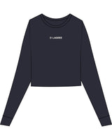 The Micro Rib Crop Long Sleeve - Navy - D Lagree - Center Chest - Printed - DL Off White