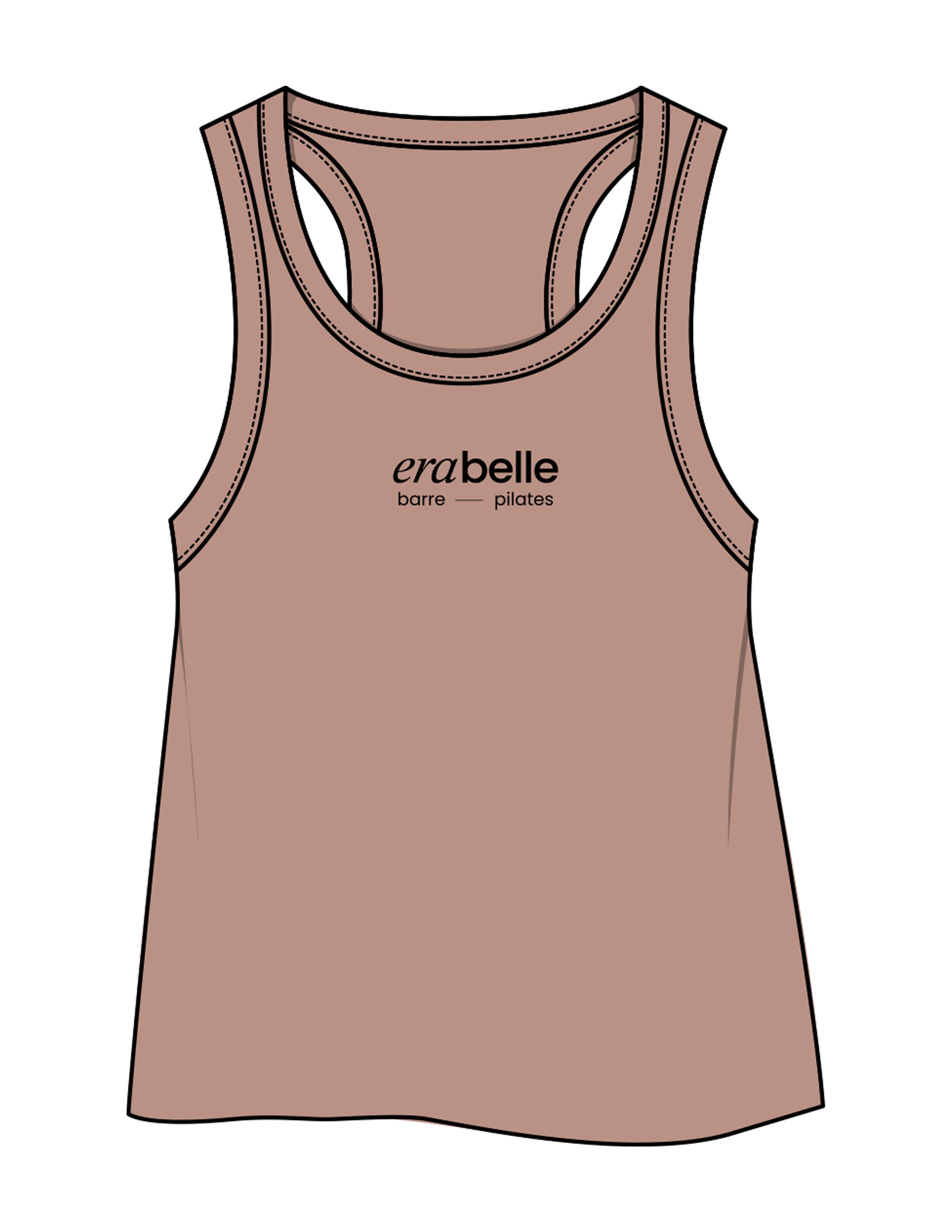 The Crop Tank - Clay - Erabelle - Center Chest Stacked - Printed - Black