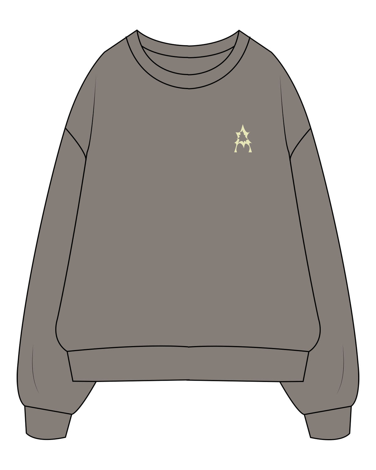 The Mens Crewneck - Washed Gray - Activate House - Left Chest - Printed - Light Green
