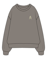 The Mens Crewneck - Washed Gray - Activate House - Left Chest - Printed - Light Green