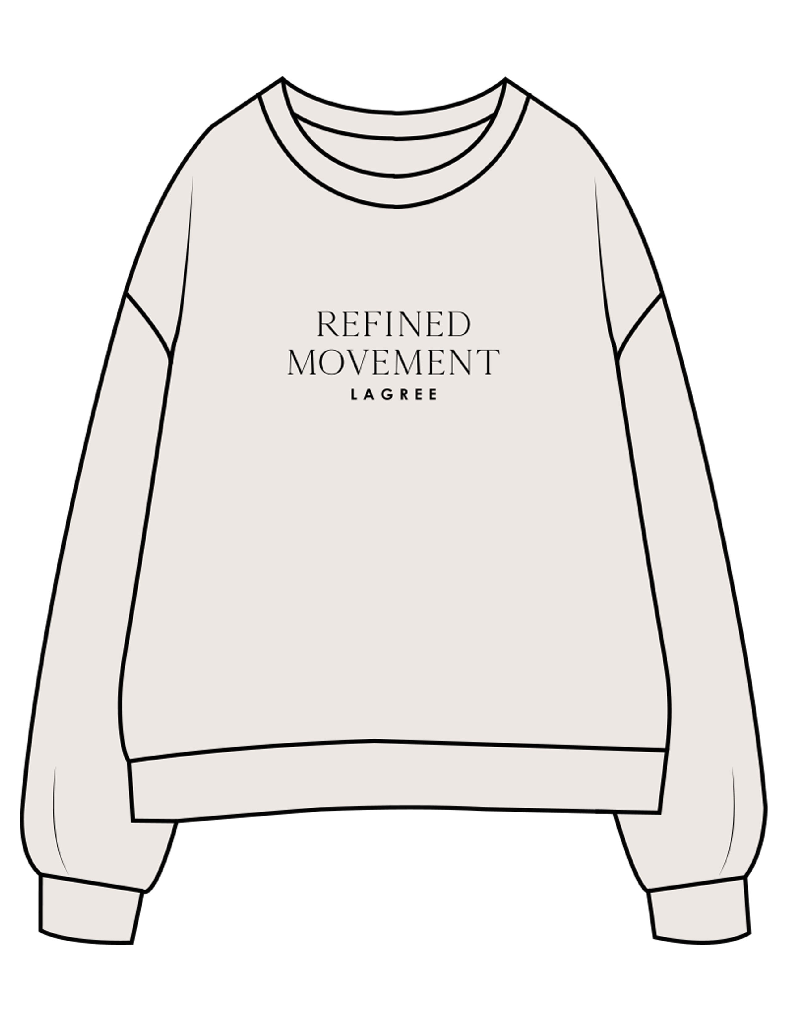 The Womens Crewneck - Bone - Refined Movement - Center Chest Stacked - Printed - Black