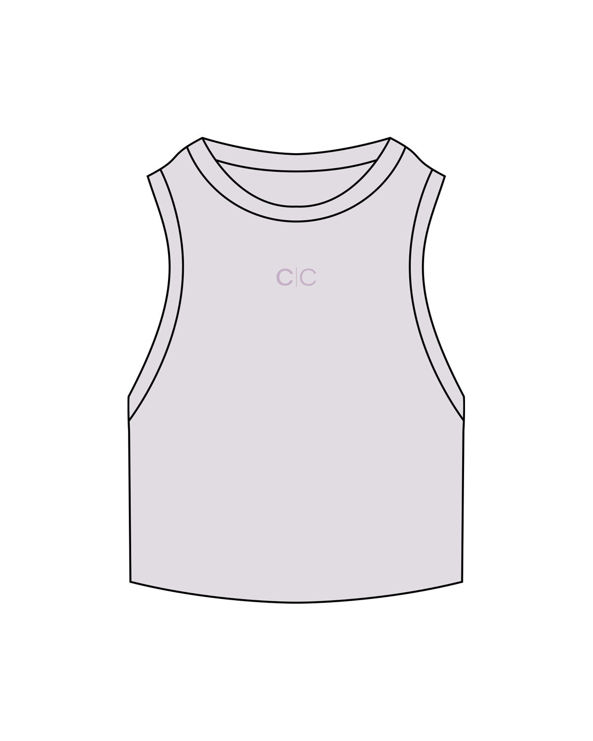 The Ribbed Crop Tank - Orchid - Core Collective - Center Chest - Embroidered - Tone on Tone