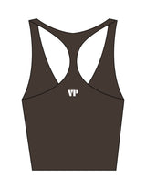 The Racer Tank - Cafe - Vintage Pour - Upper Back Initials "VP" - Printed - White