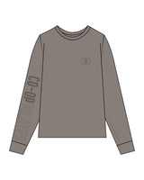 The Womens Heavyweight Long Sleeve - Washed Gray - Co-Op Pilates - Right Sleeve & Left Chest - Tone on Tone