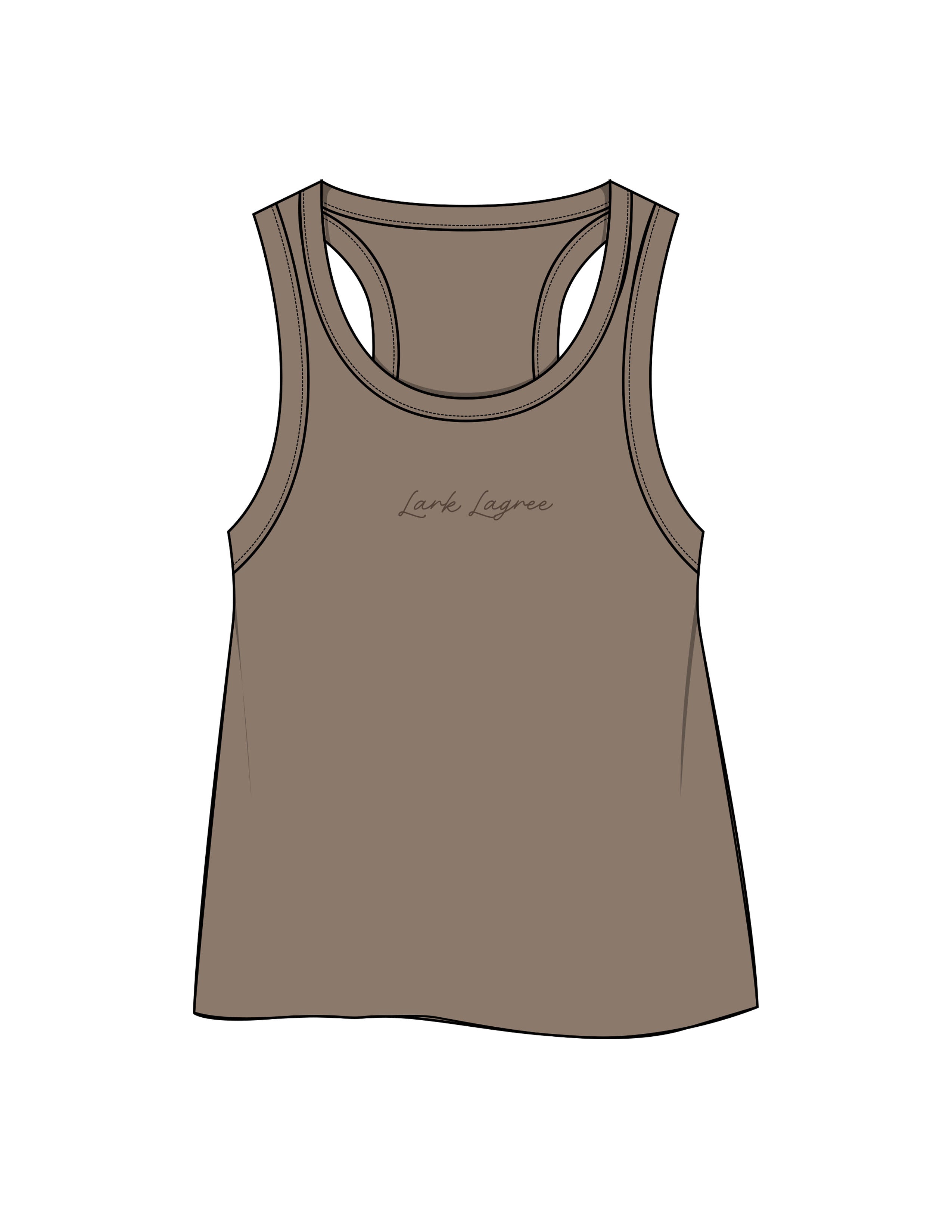 The Crop Tank - Cacao - Pure Movement LARK - Center Chest - Printed - Brown