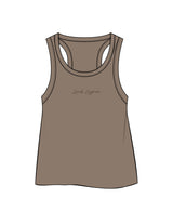 The Crop Tank - Cacao - Pure Movement LARK - Center Chest - Printed - Brown